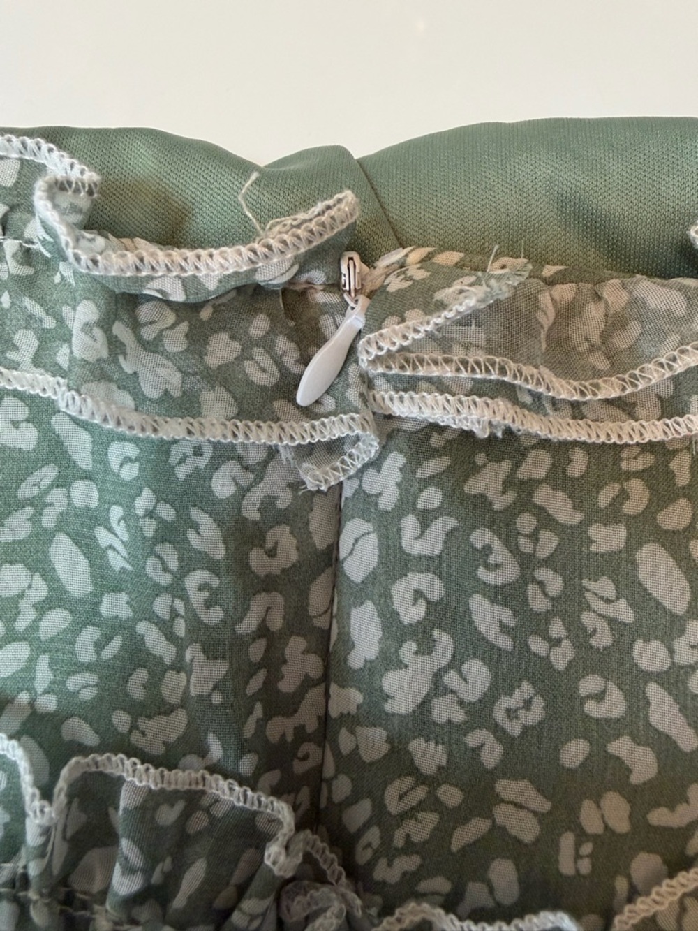 #564 Very Sexy Long Sleeve Ruffle Tiered Mini Dress in Sage Green with open back - Picture 9 of 13
